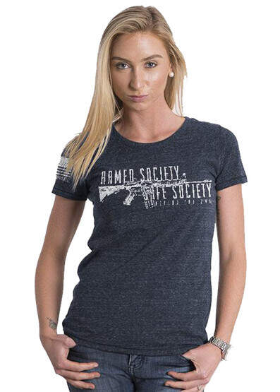 Nine Line Armed Society Defend 2A Women's Short Sleeve T-Shirt in Navy